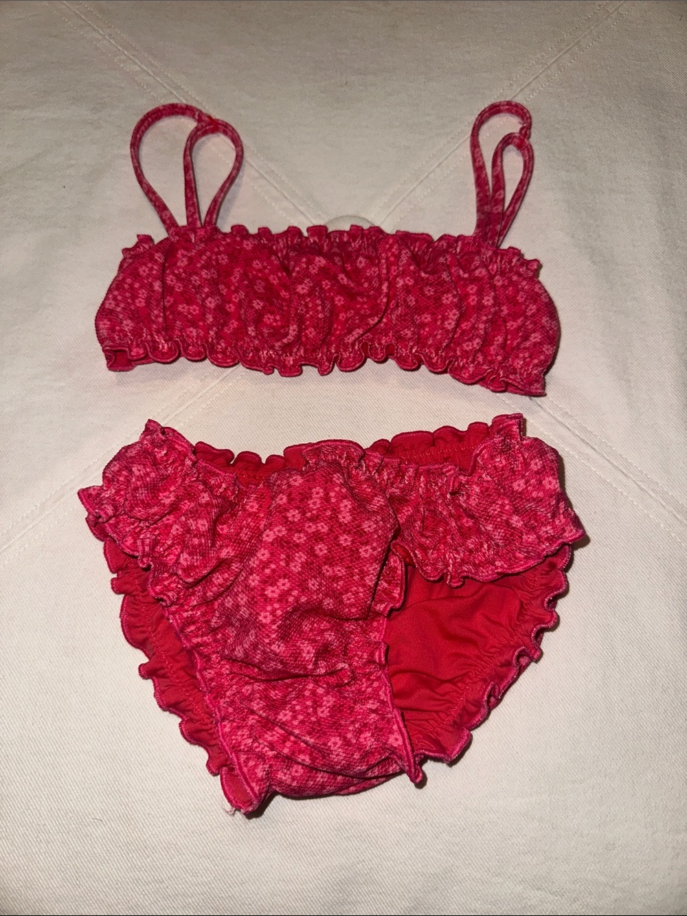 Calzedonia Red Floral Ruffle Bikini Set 6y